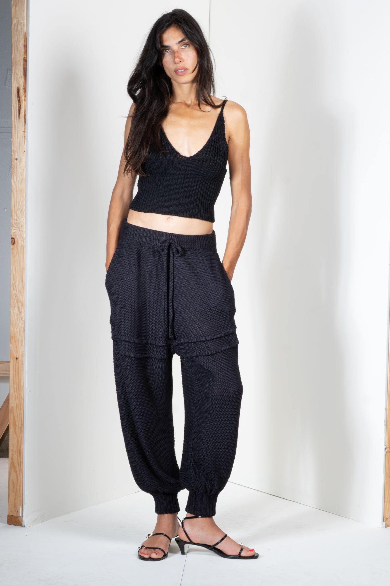 Banded Wide Leg Pants in Heavy Guage Yarn