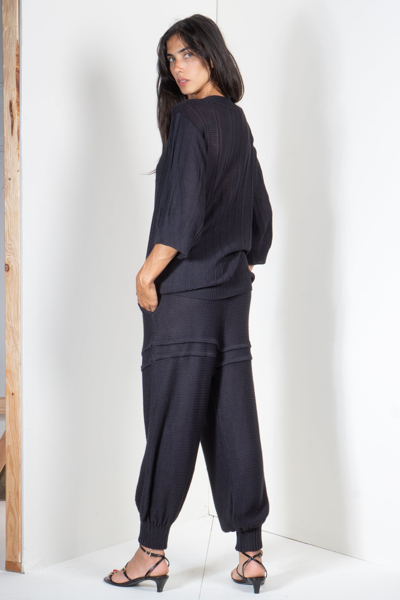Banded Wide Leg Pants in Heavy Guage Yarn