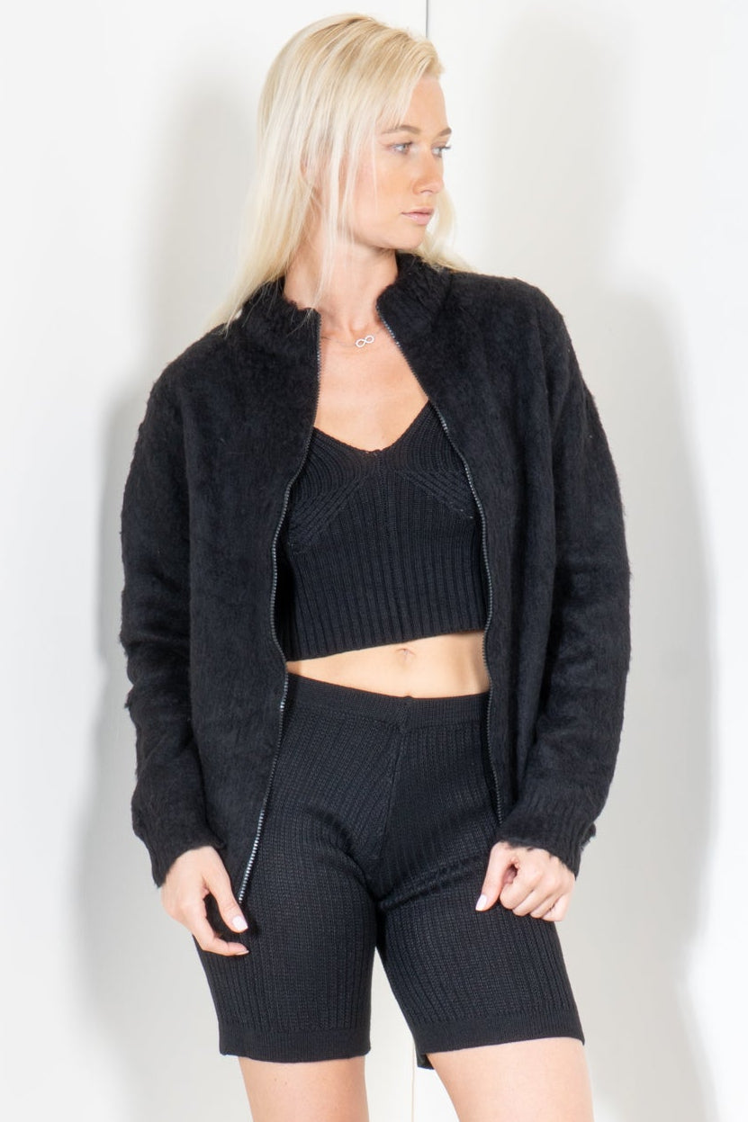 Brushed Zip Up Sweater