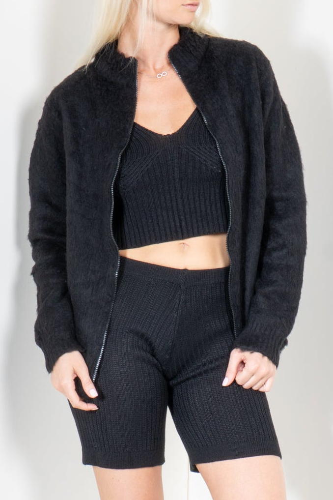 Brushed Zip Up Sweater