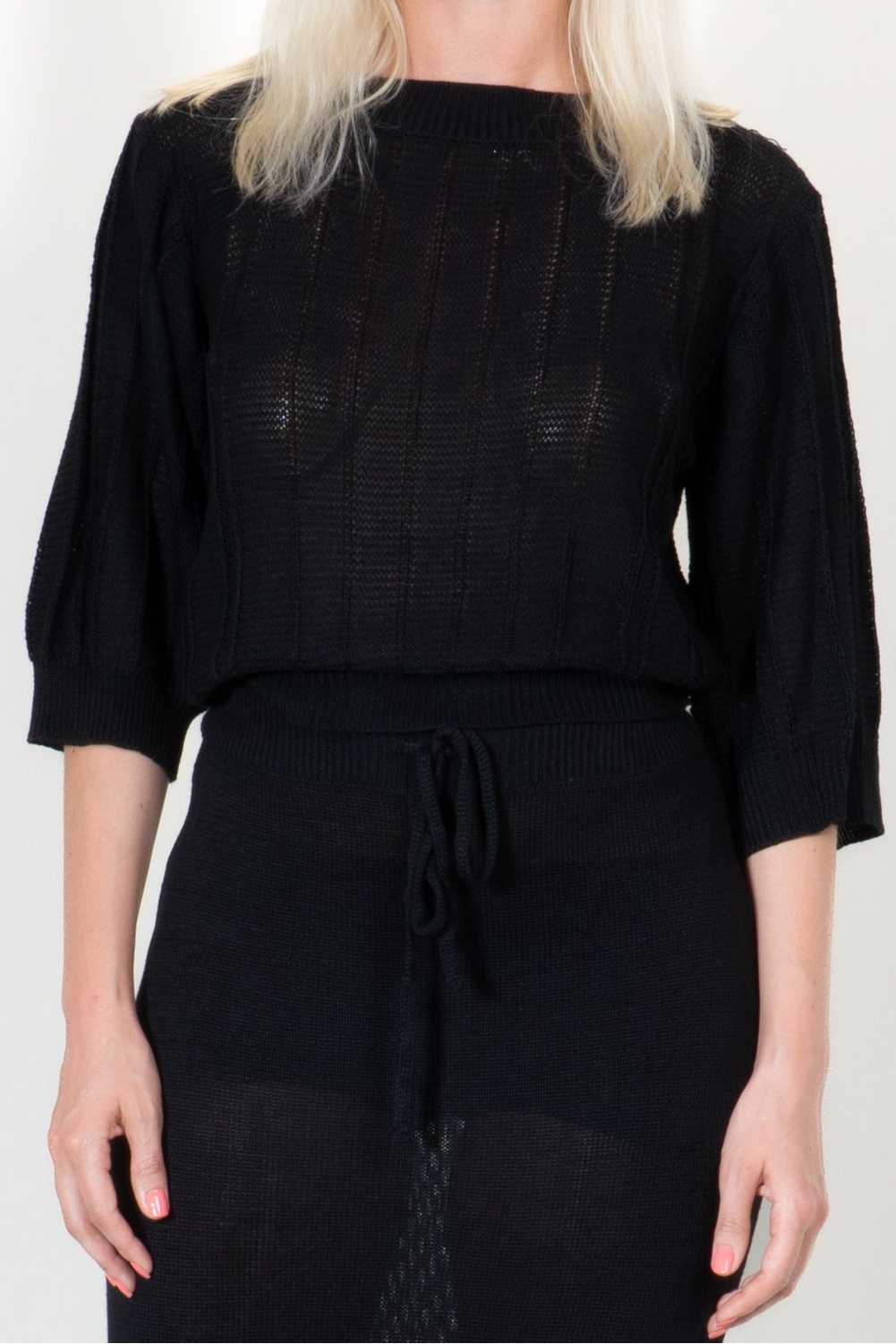 Cropped Stripe Shirt with 3/4 Sleeve