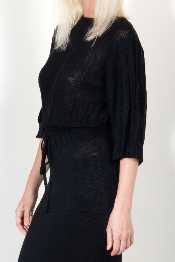 Cropped Stripe Shirt with 3/4 Sleeve
