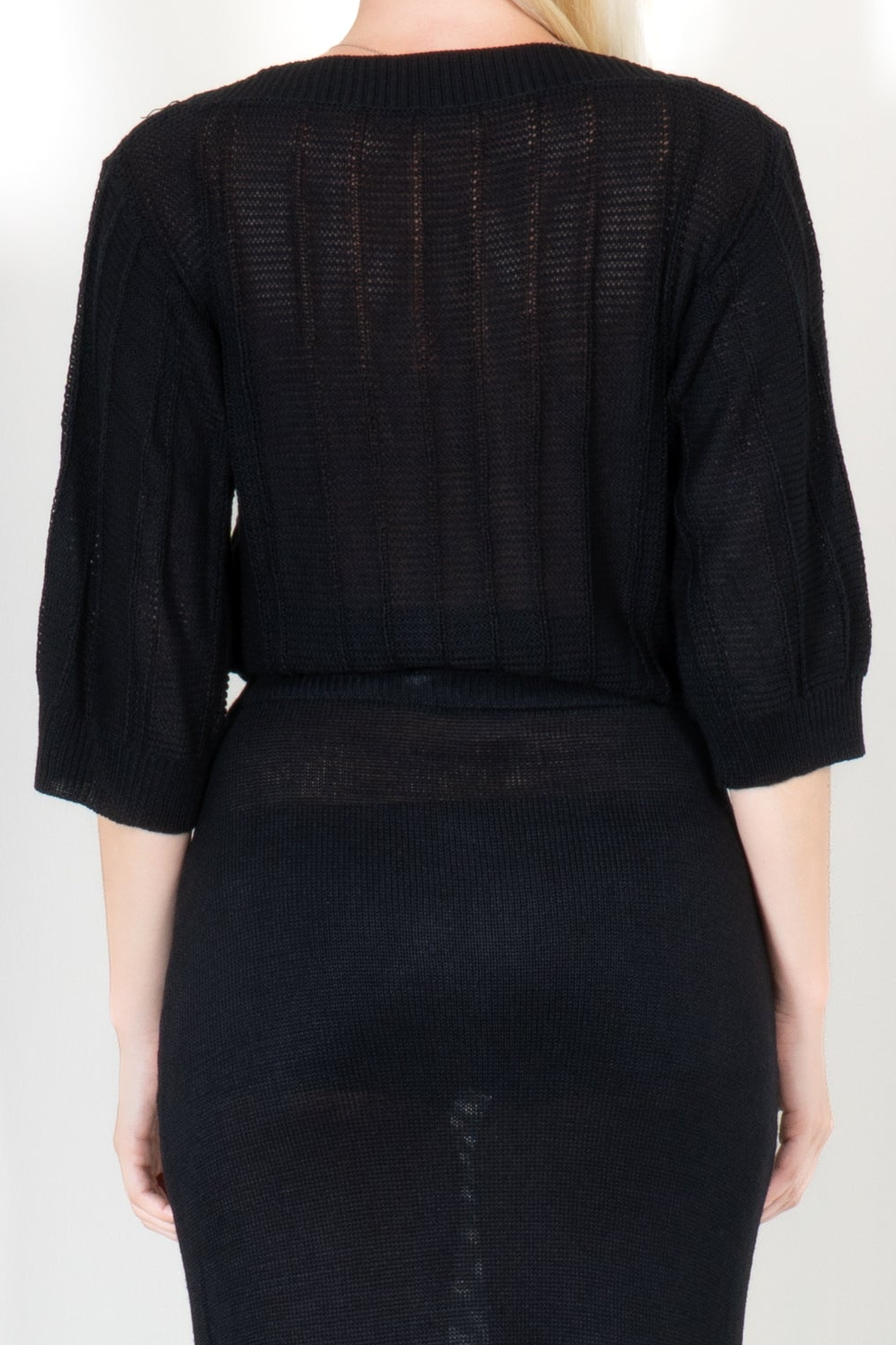 Cropped Stripe Shirt with 3/4 Sleeve