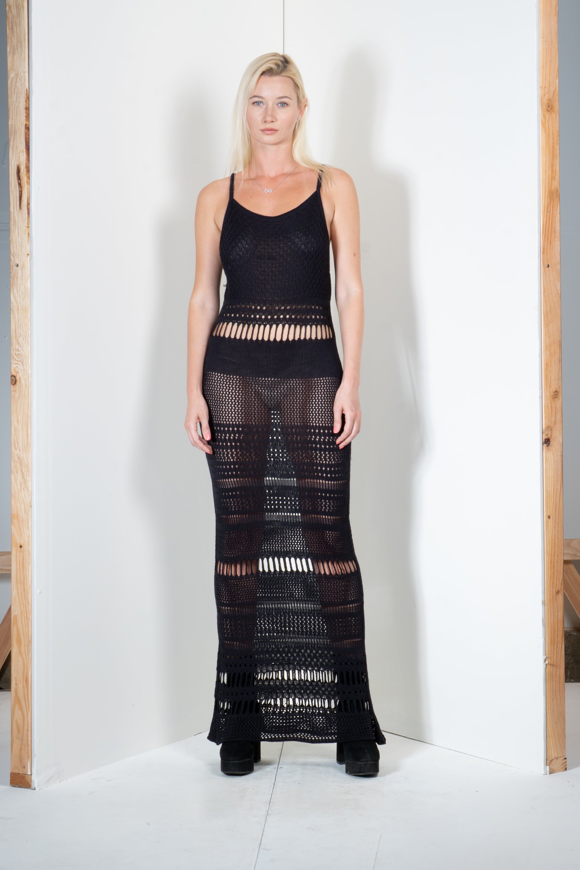 Open Stitch Dress with Spaghetti Strap