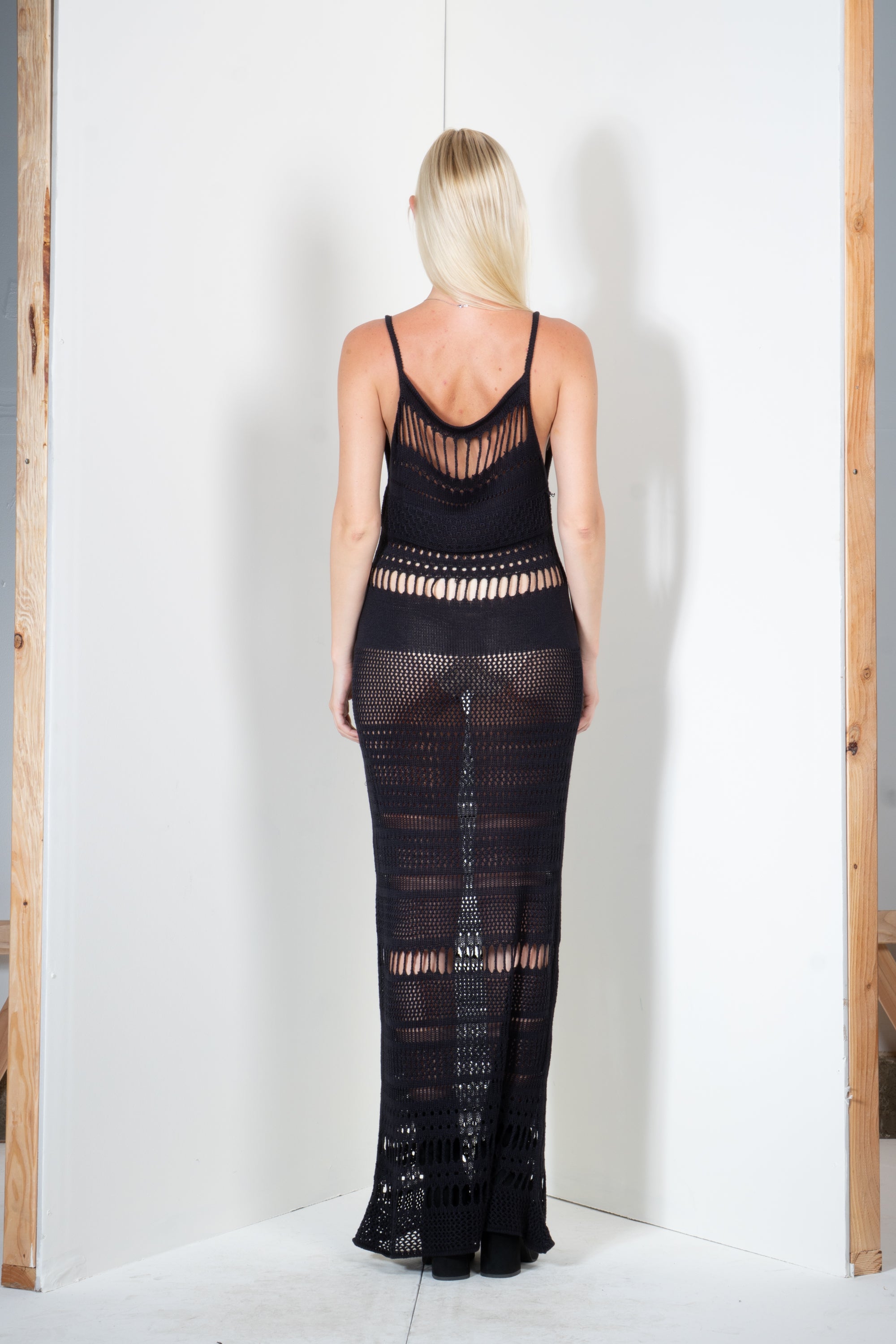 Open Stitch Dress with Spaghetti Strap