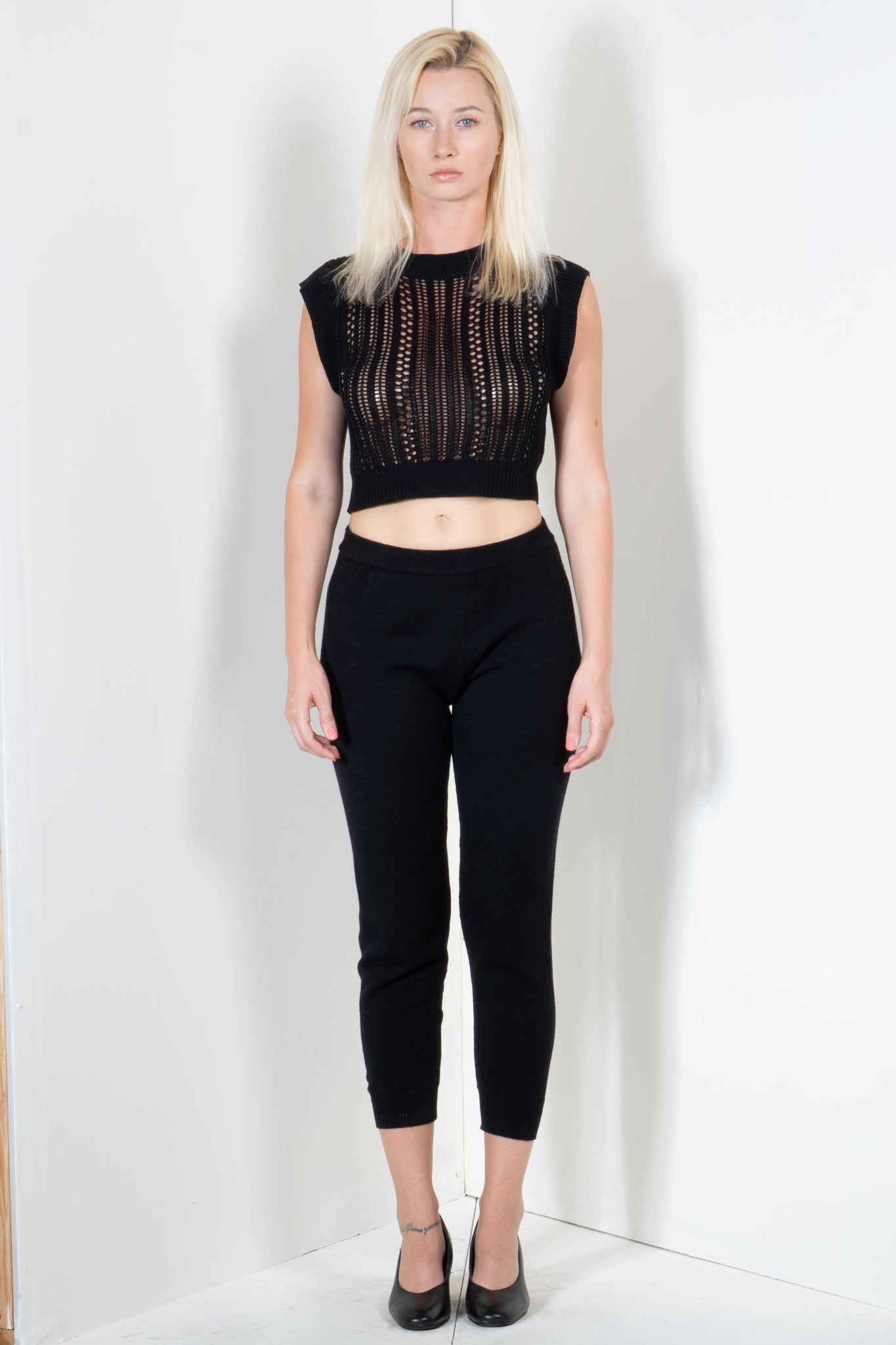 Cropped Eyelet Top