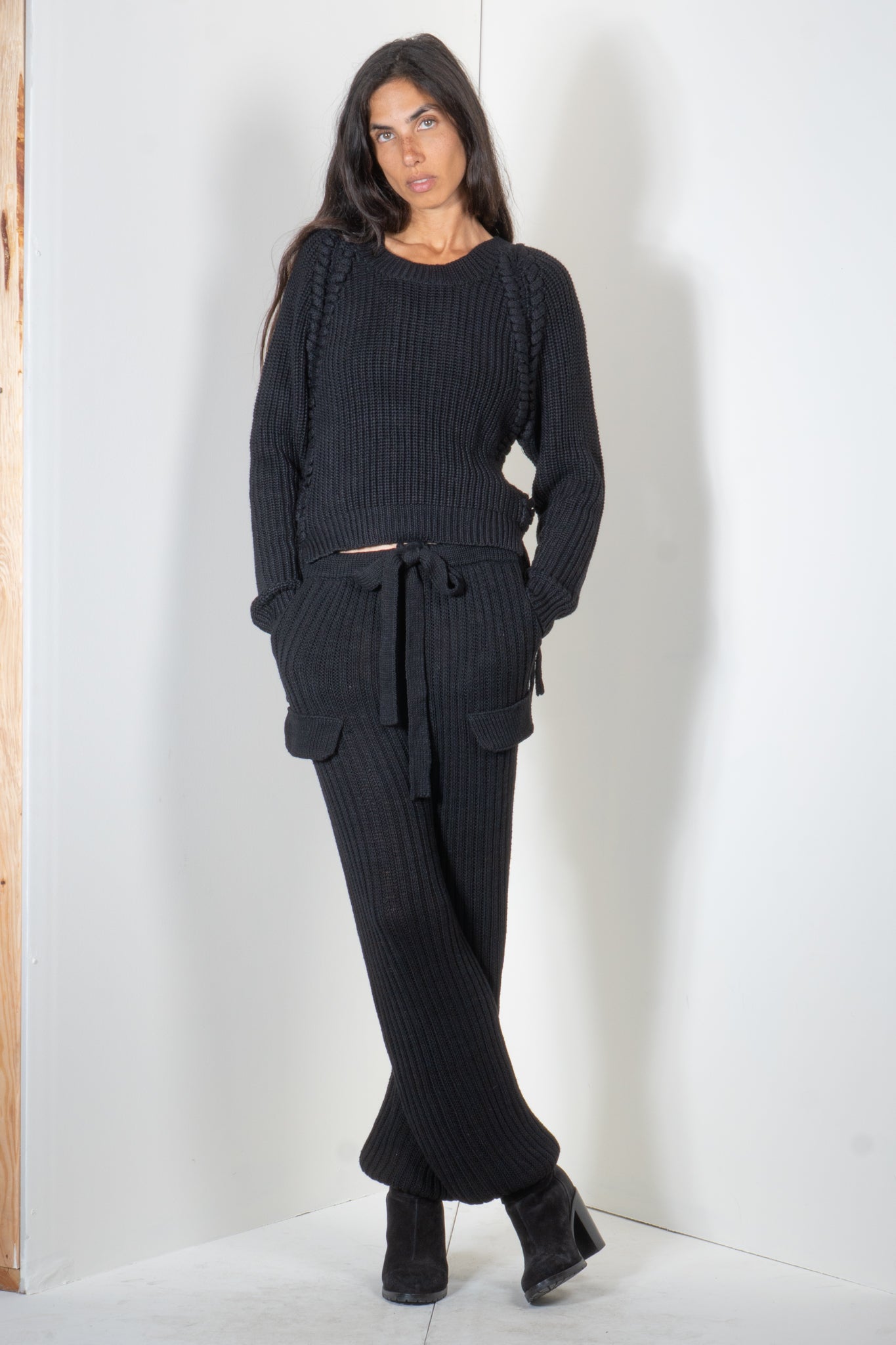 Ribbed Sweater with Braid Details