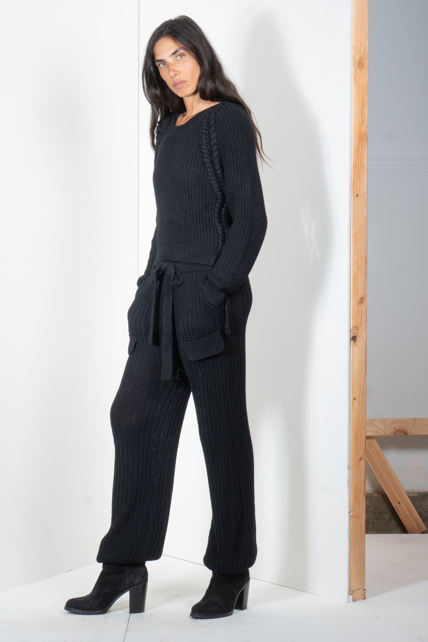 Ribbed Sweater with Braid Details
