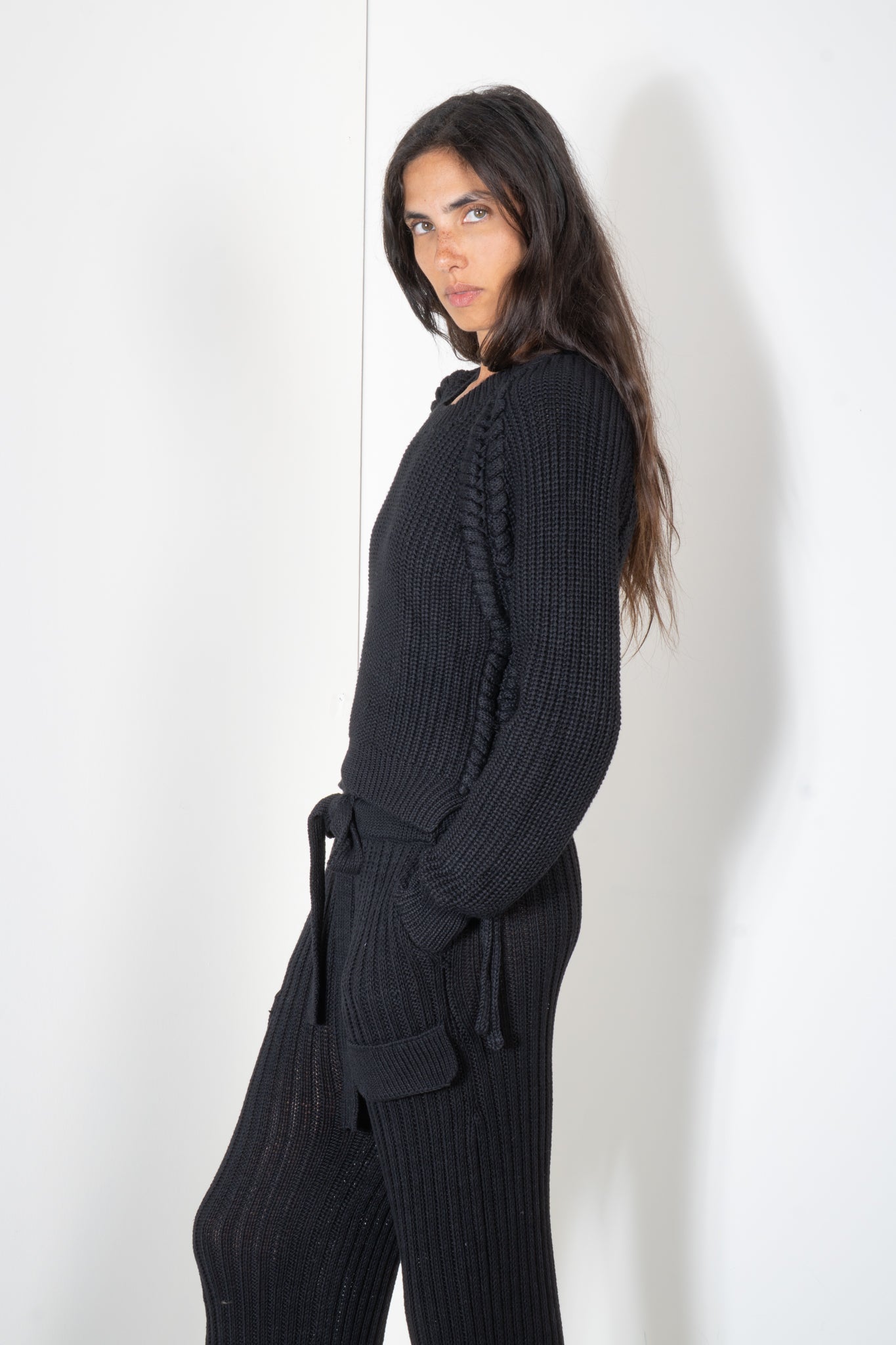Ribbed Sweater with Braid Details