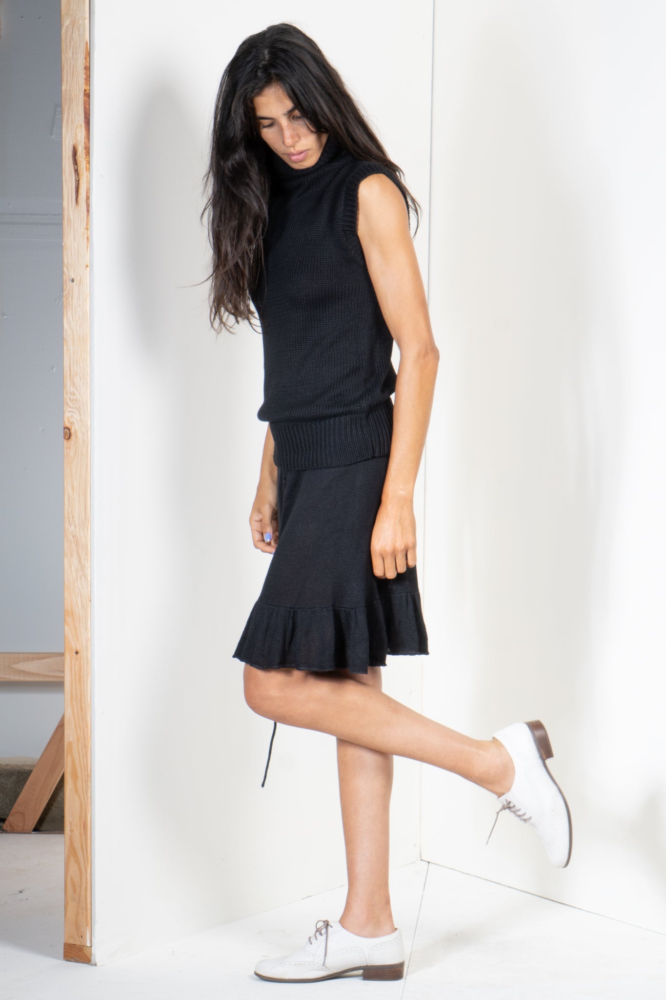 Ruffled Lace Up Skirt