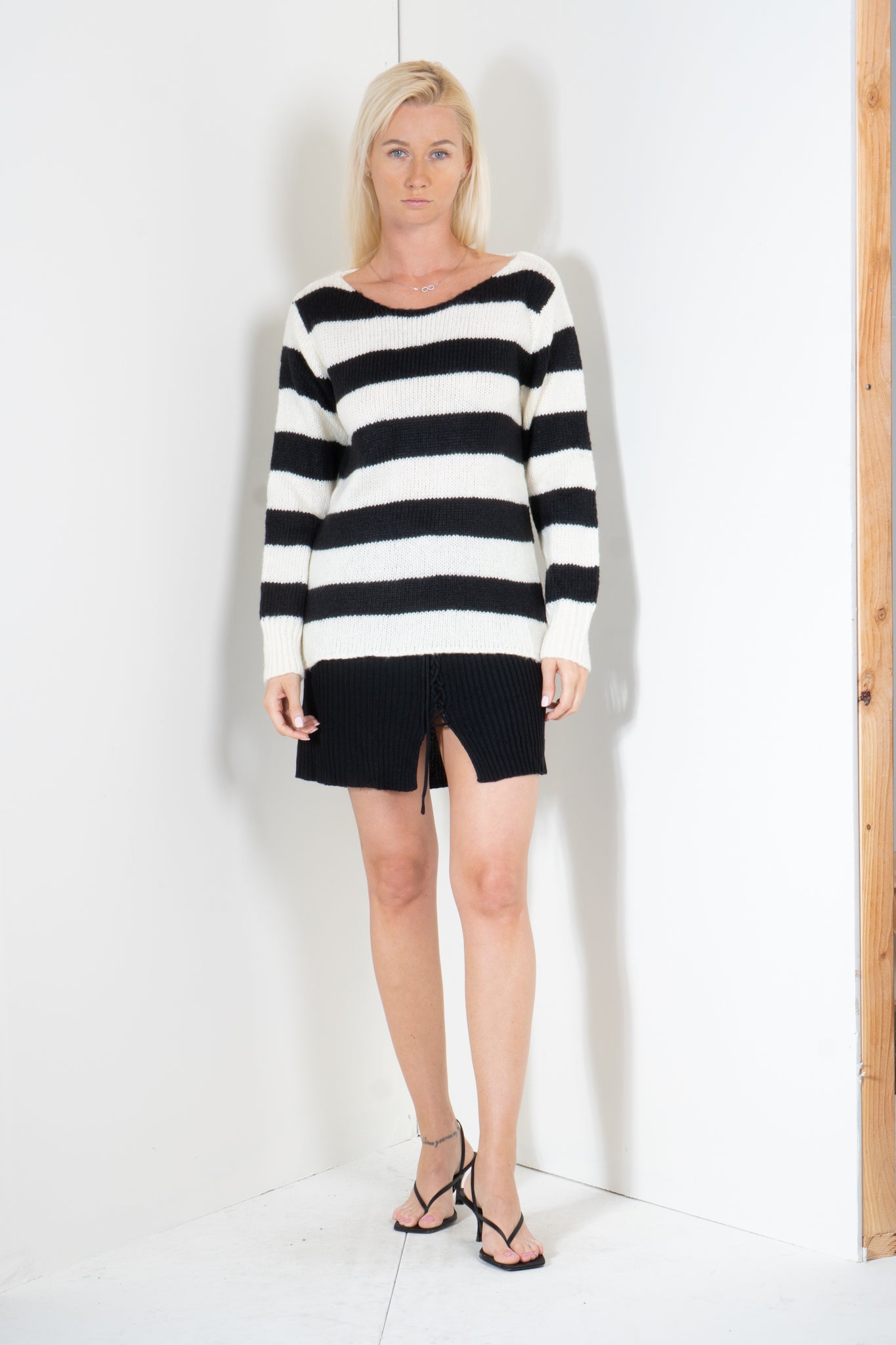 Striped Boat Neck Sweater