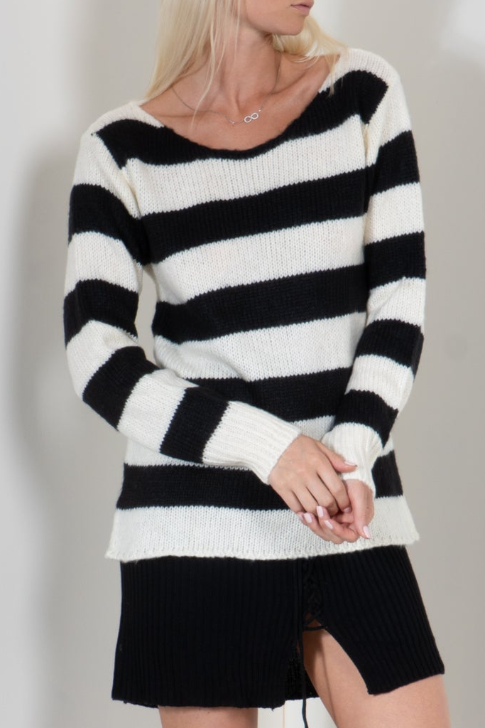 Striped Boat Neck Sweater