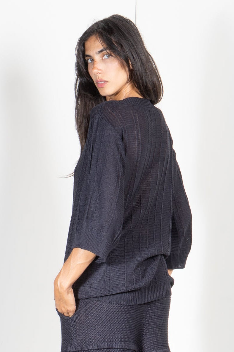 Striped Shirt in 3/4 Sleeve