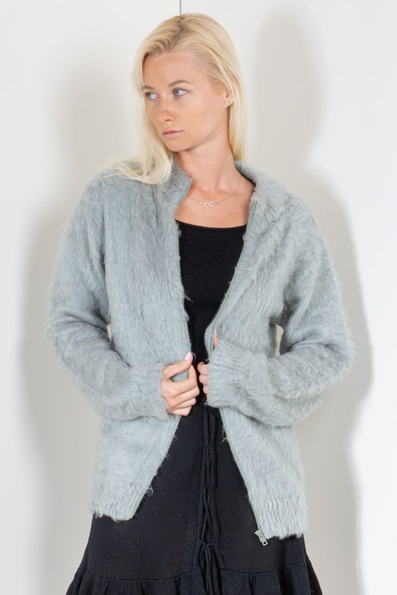 Brushed Zip Up Sweater
