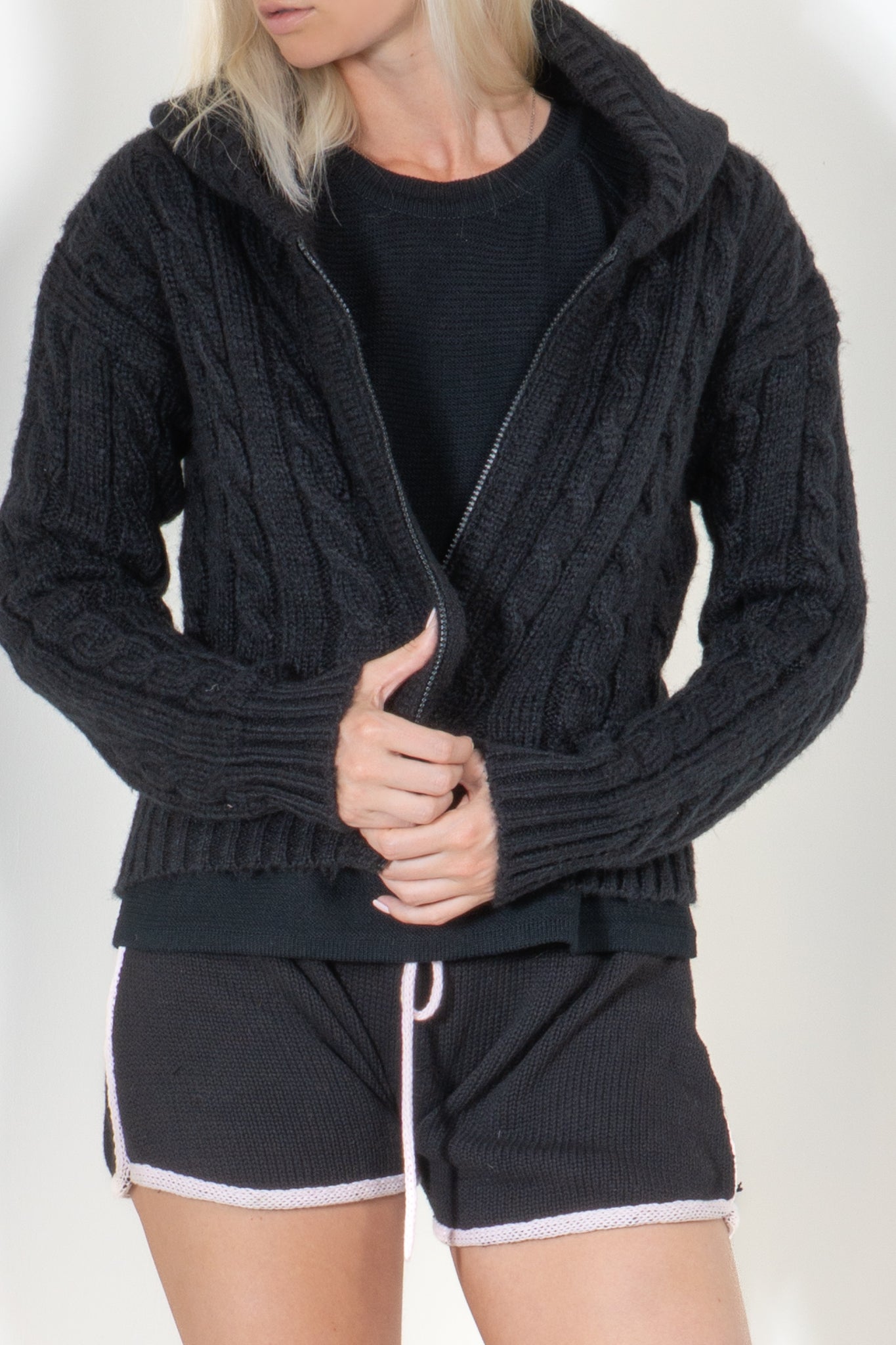 Cable Hoodie with Zipper