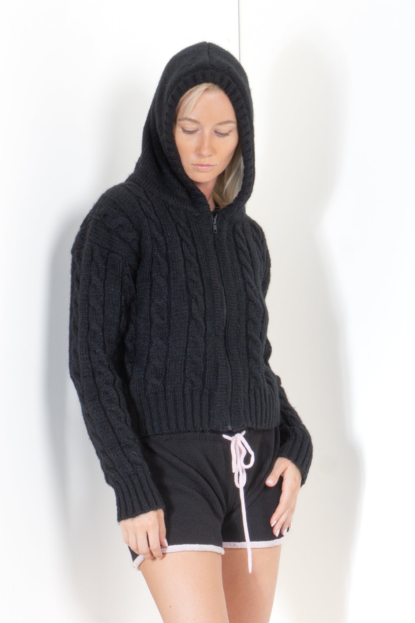 Cable Hoodie with Zipper