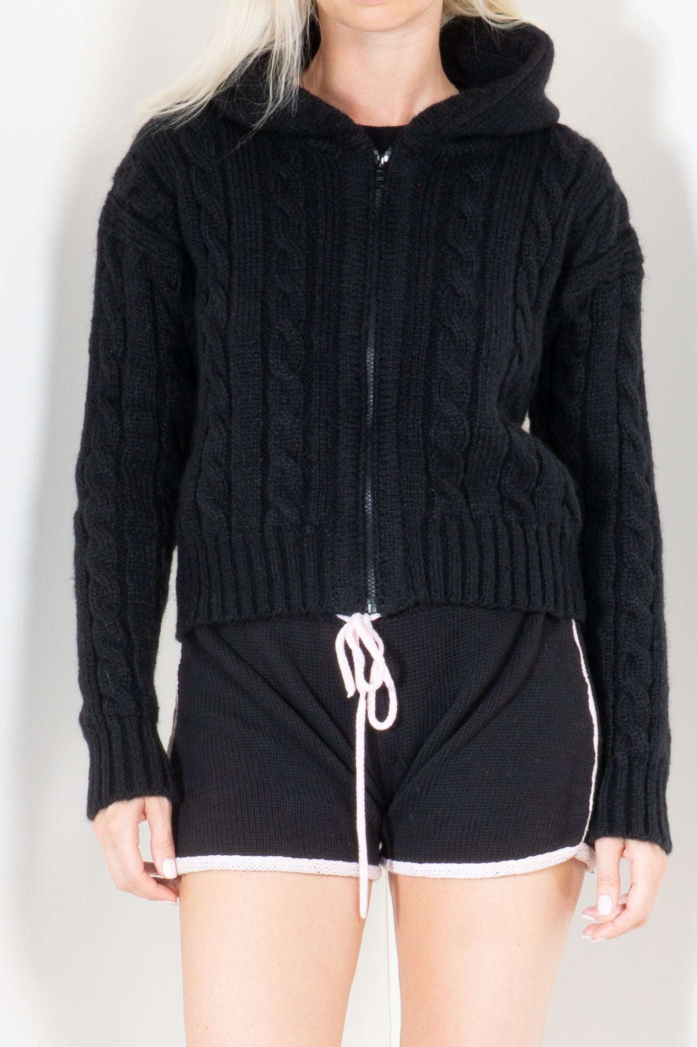 Cable Hoodie with Zipper