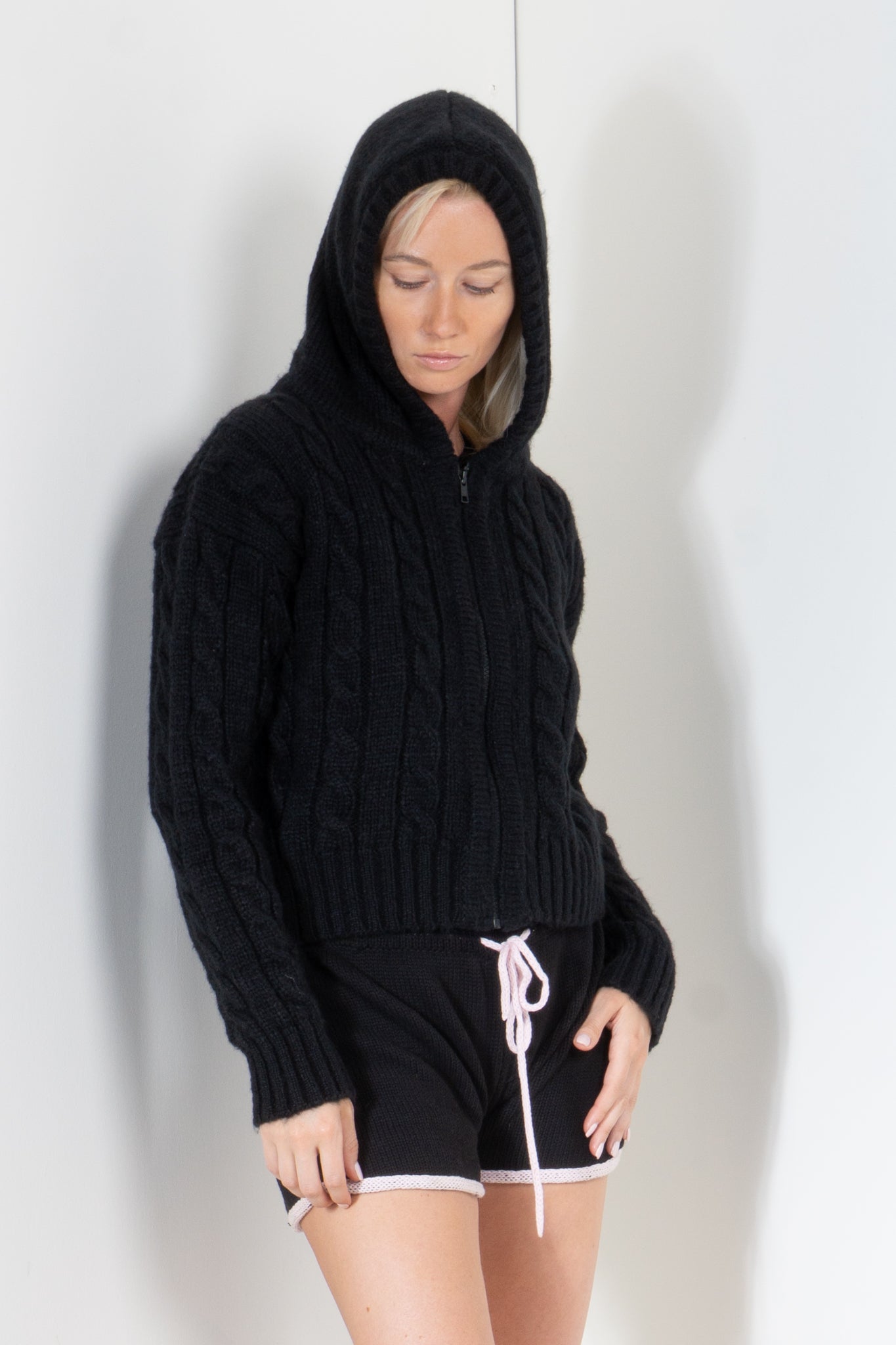 Cable Hoodie with Zipper
