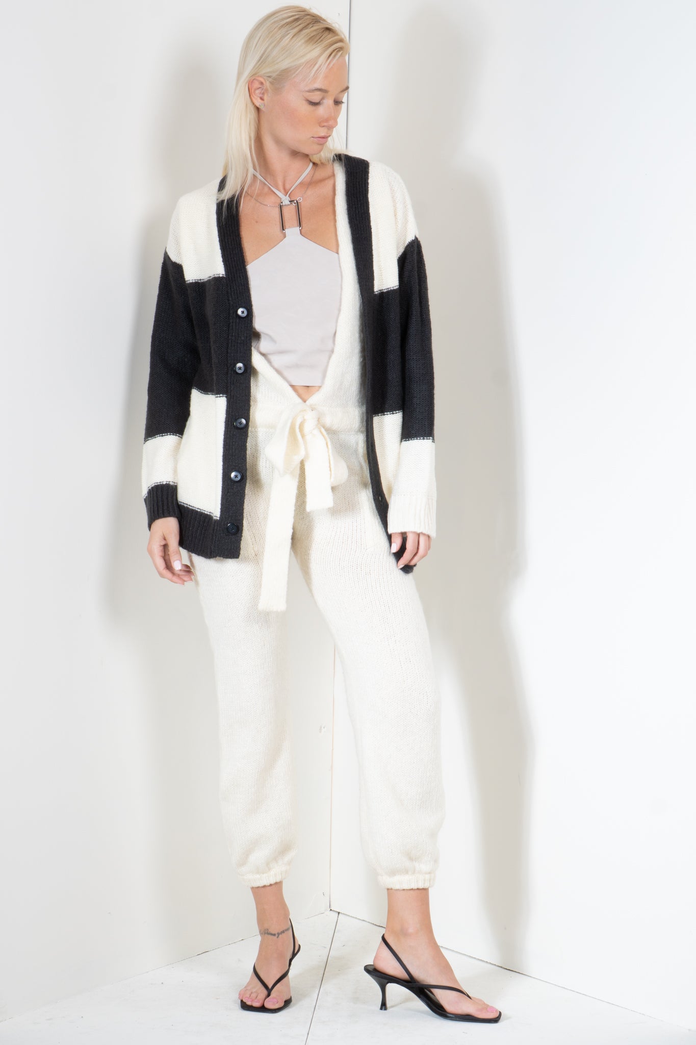 Cardigan with Mono Stripe