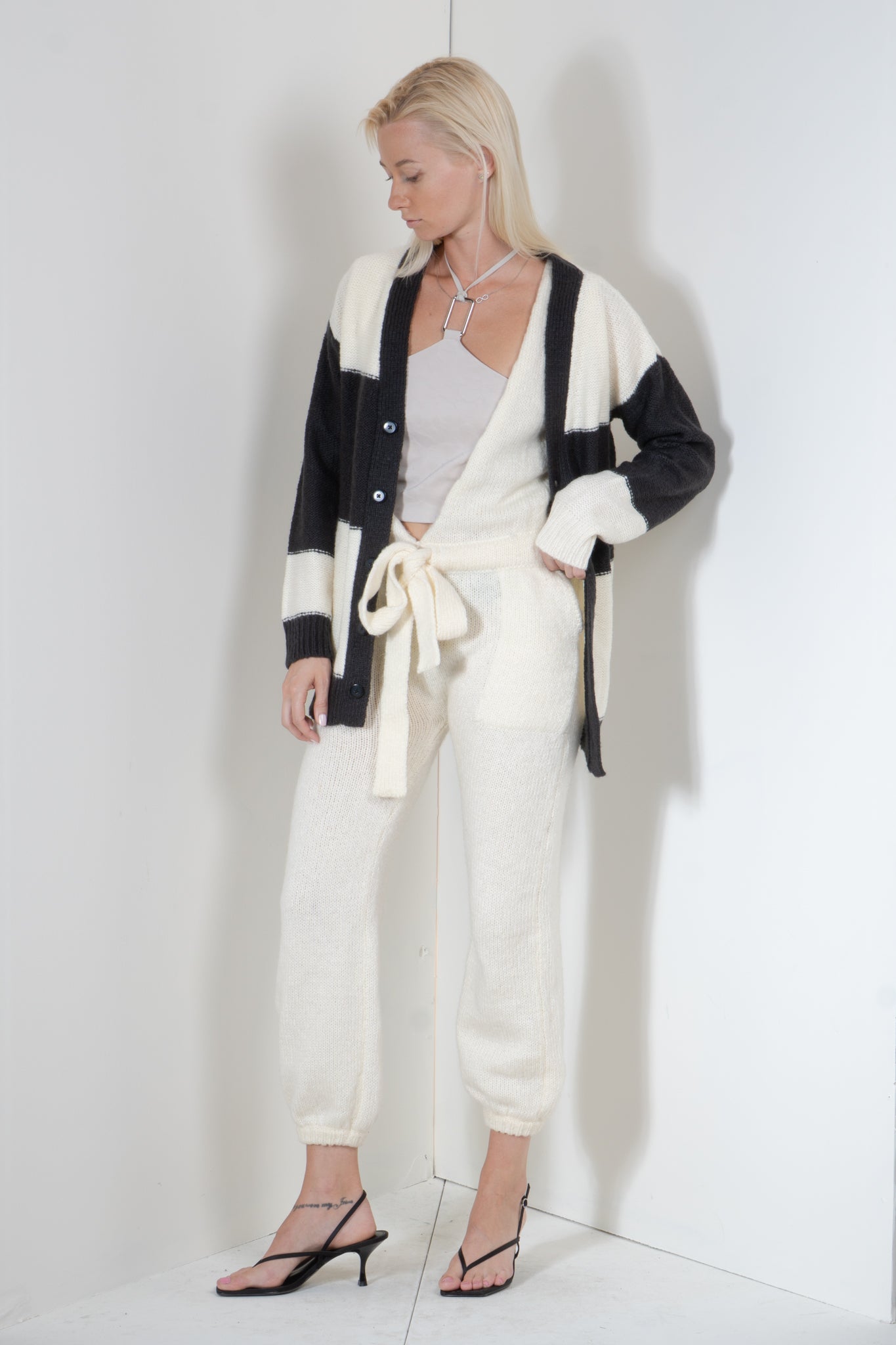 Cardigan with Mono Stripe