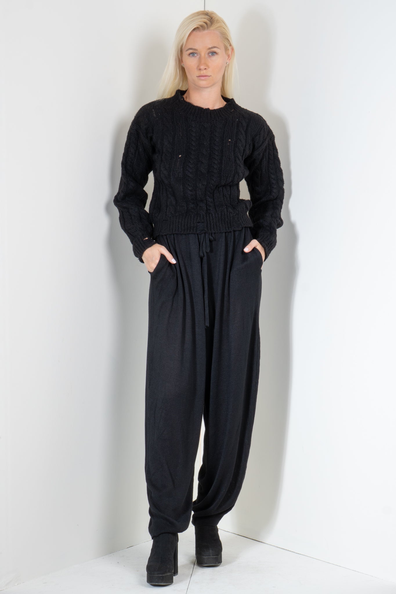 Distressed Micro Cable Sweater