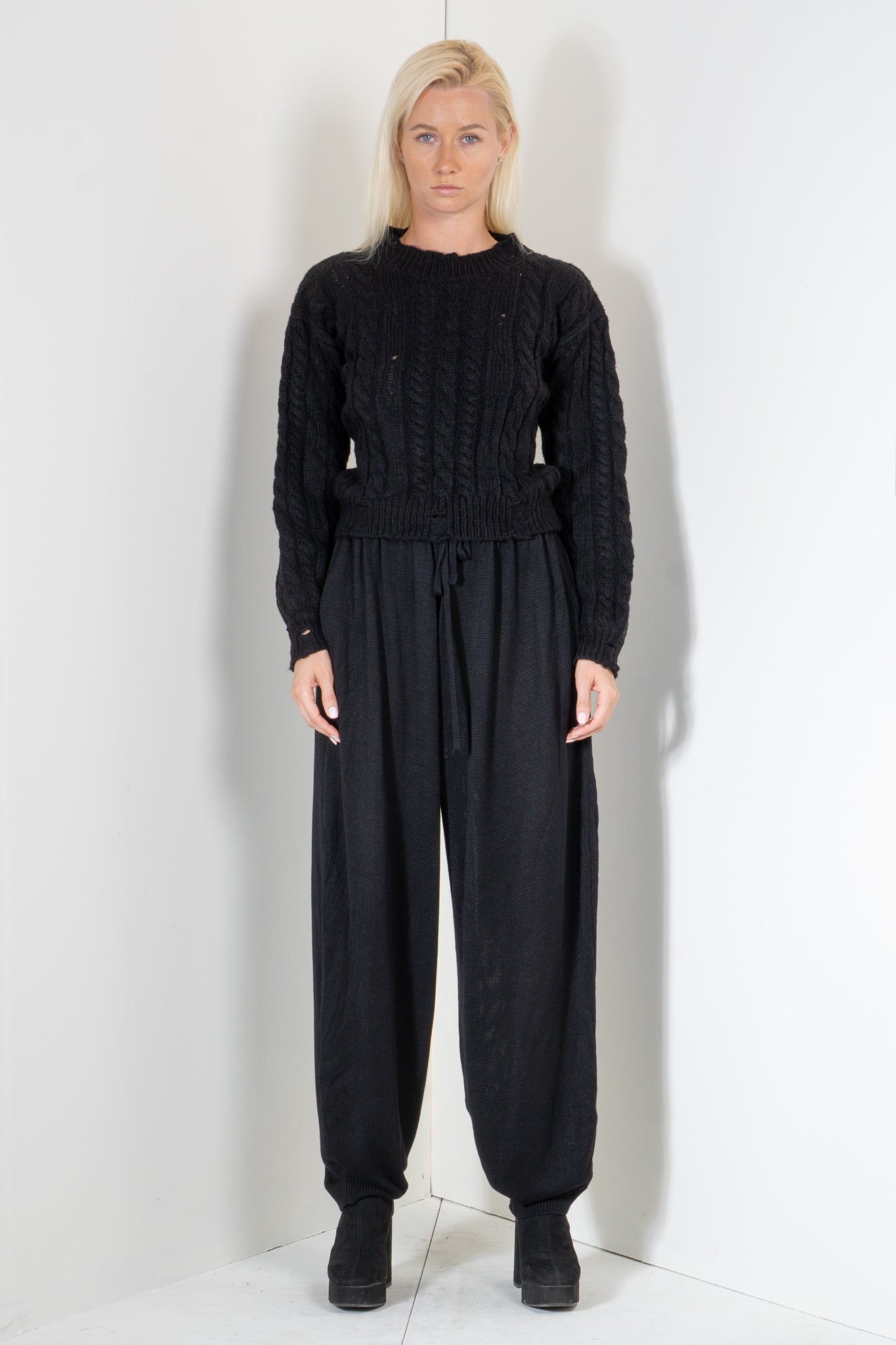 Distressed Micro Cable Sweater