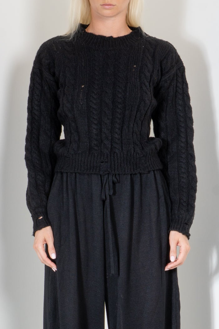 Distressed Micro Cable Sweater