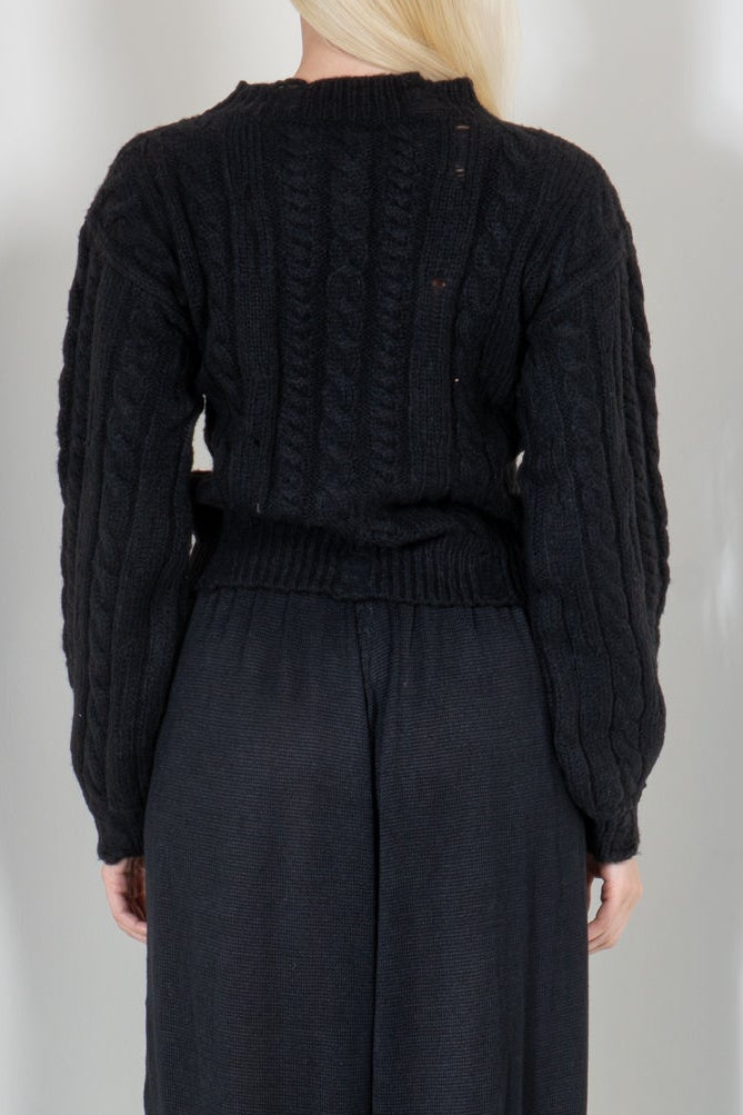 Distressed Micro Cable Sweater