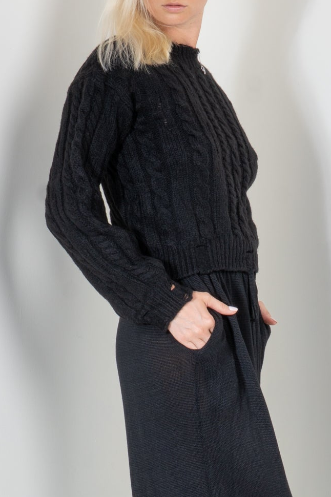 Distressed Micro Cable Sweater