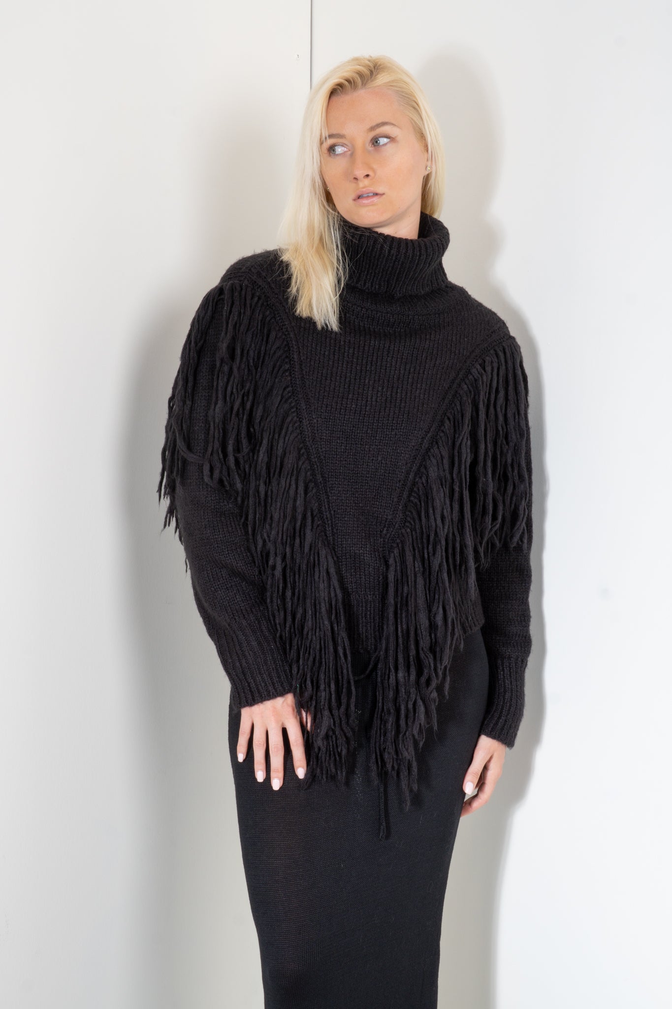 Fringe Turtleneck Sweater