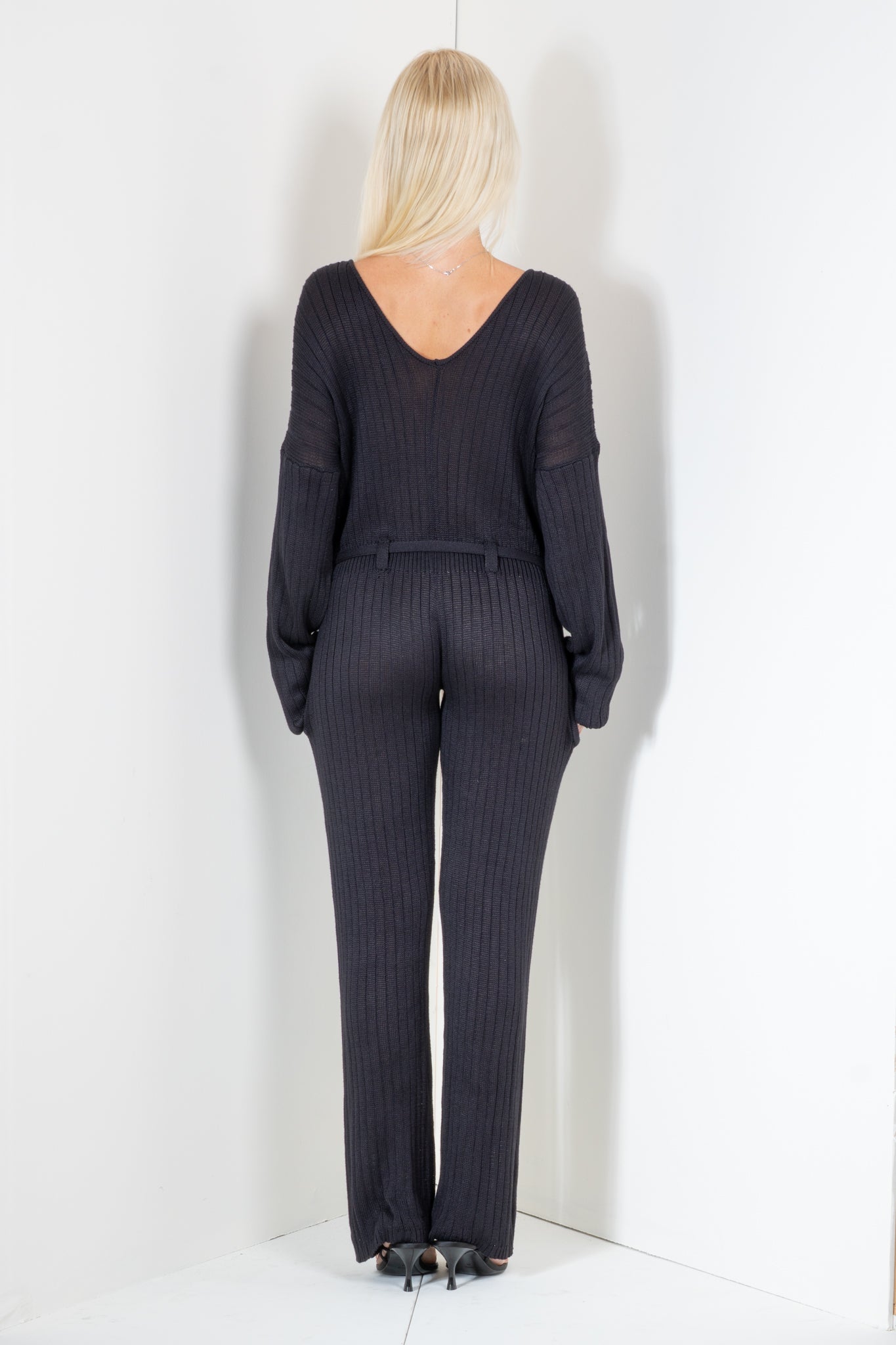 Jumpsuit with Long Sleeves and Laced Neck