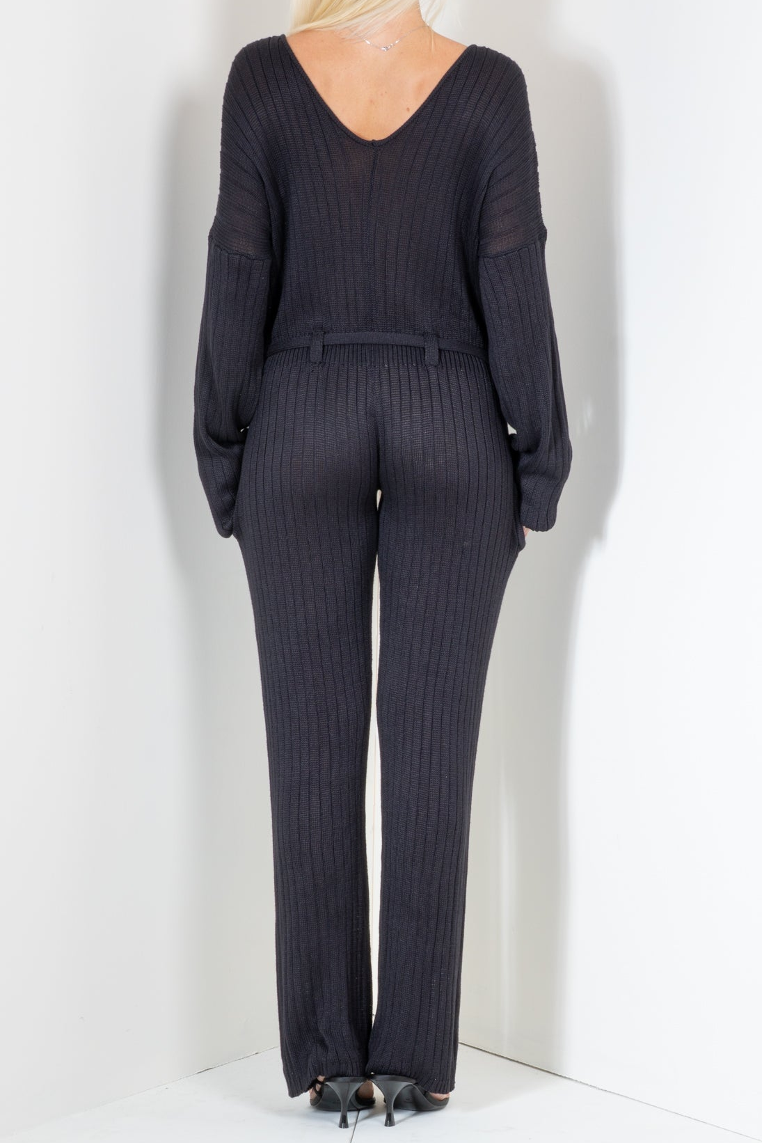Jumpsuit with Long Sleeves and Laced Neck