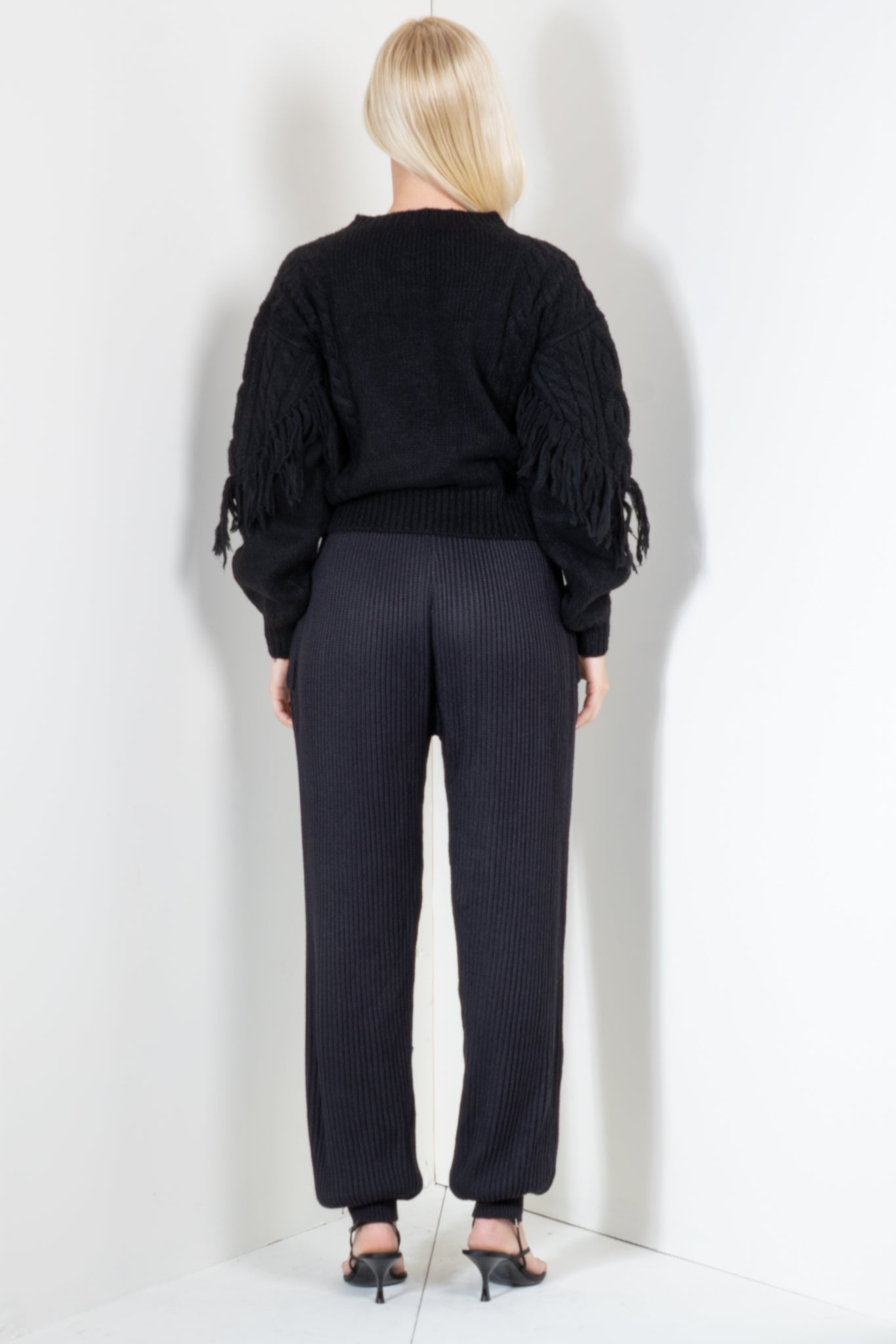 Pants in Relaxed Fit Ribbed with Ankle Cuff