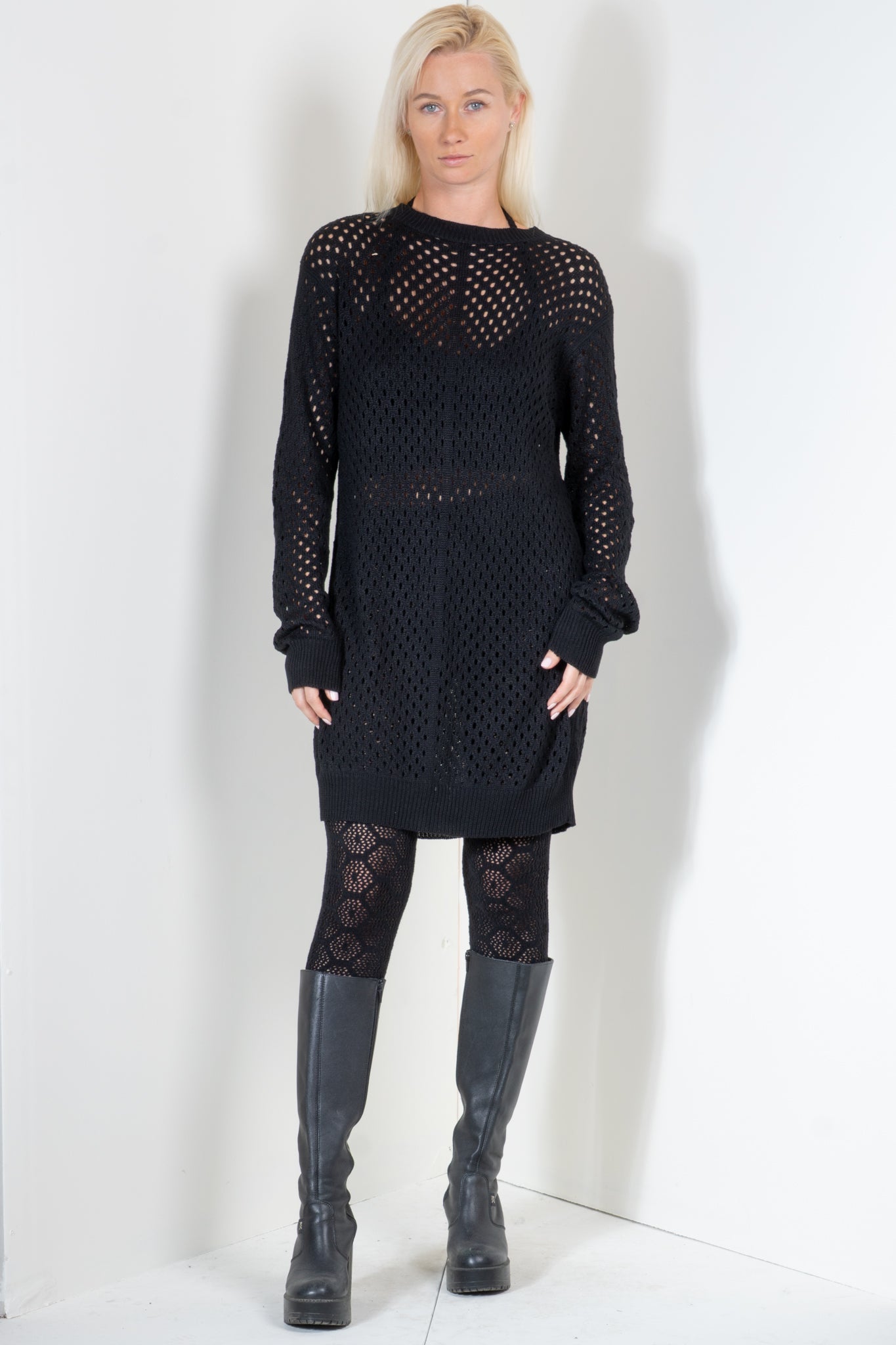 Shirt Dress in Eyelet Motif