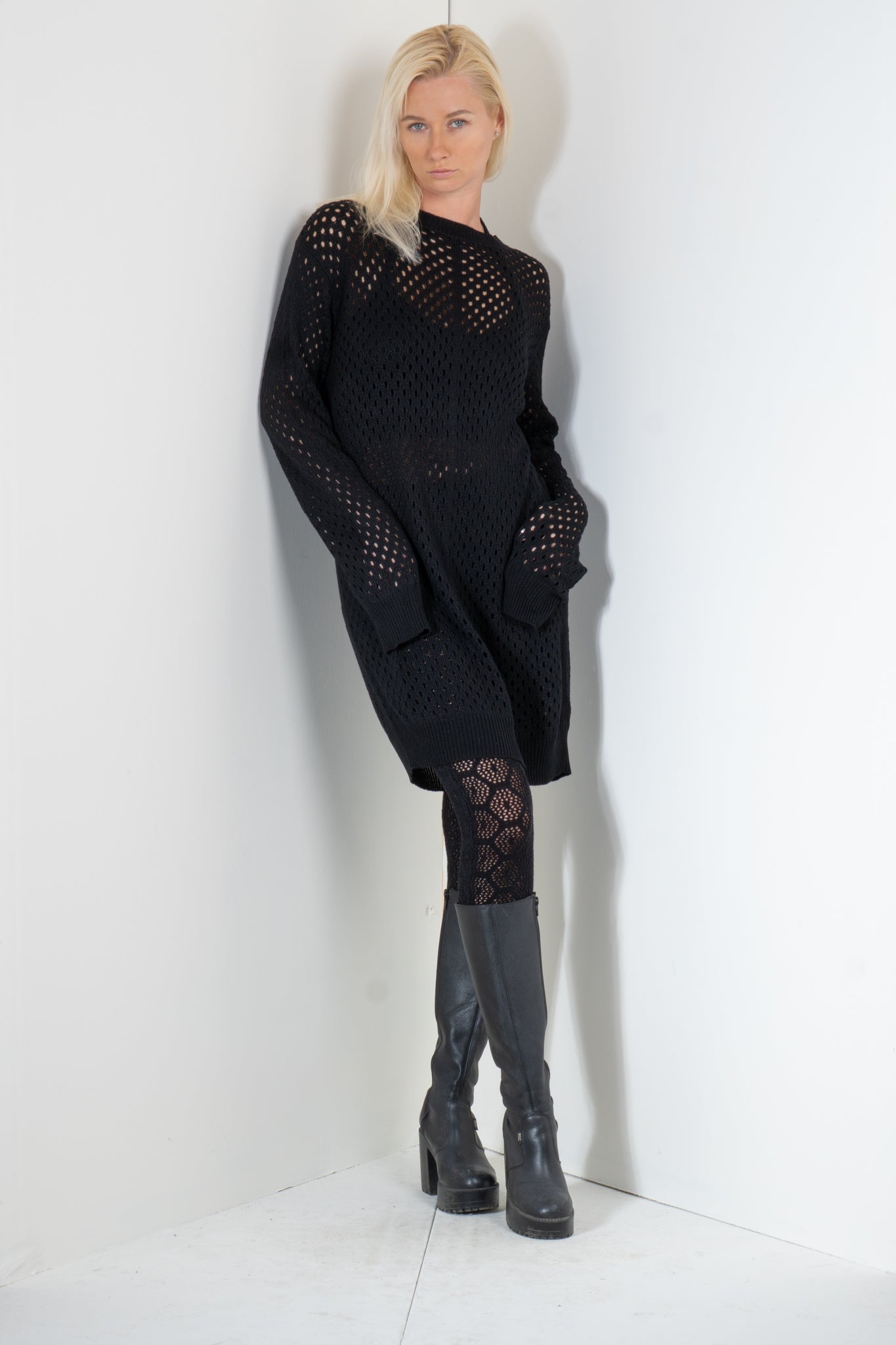 Shirt Dress in Eyelet Motif