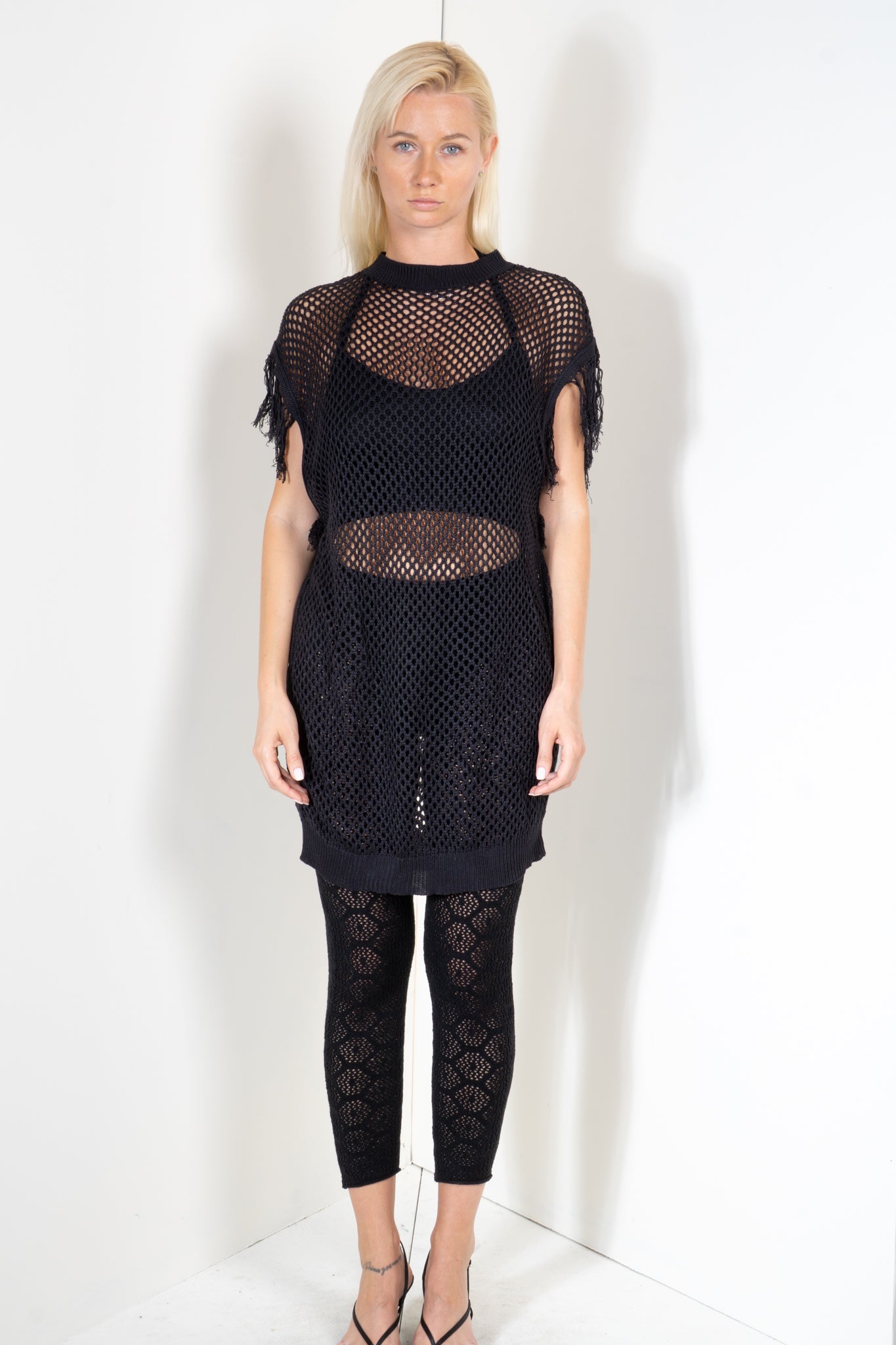 Shirt Dress with Fringe Shoulder