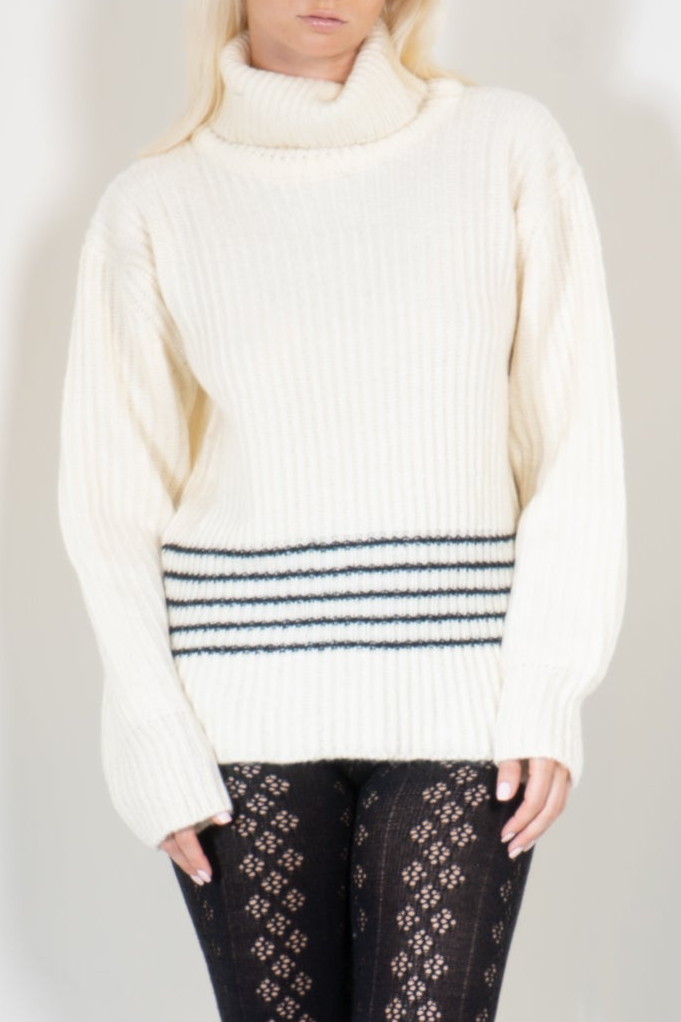 Turtleneck Sweater with Contrast Stripes