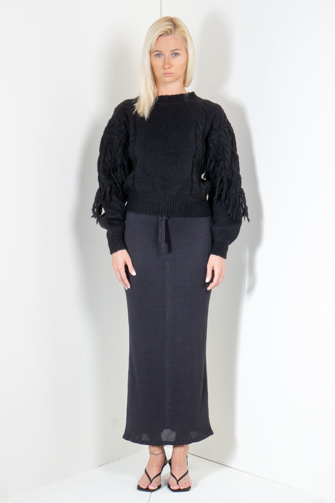 Cable Fringe Sweater