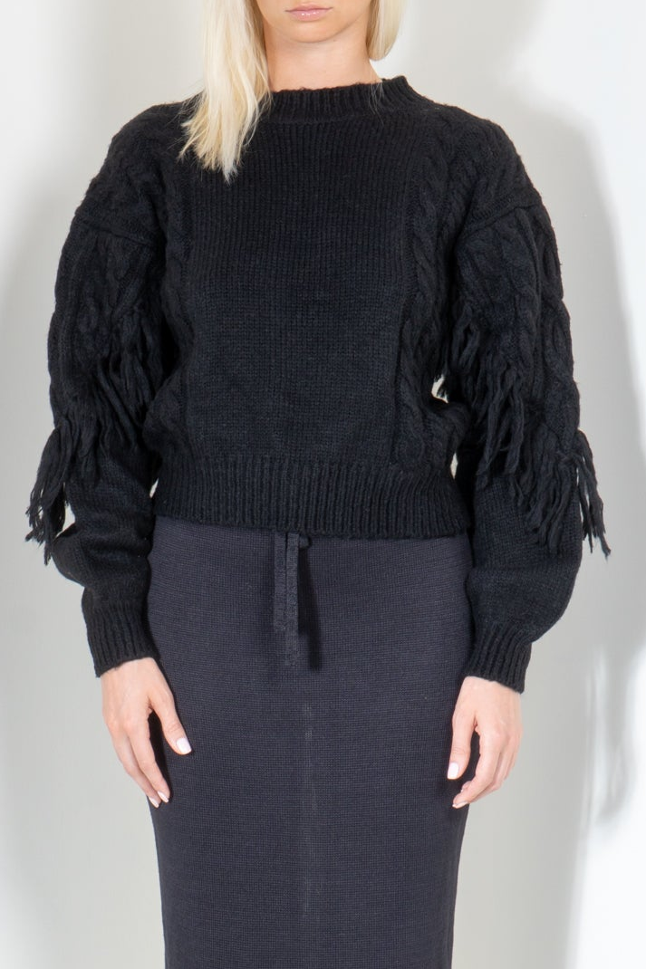 Cable Fringe Sweater