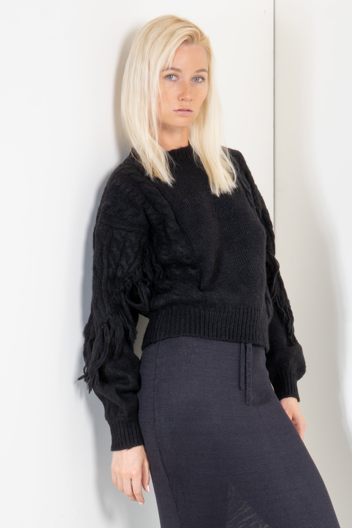 Cable Fringe Sweater