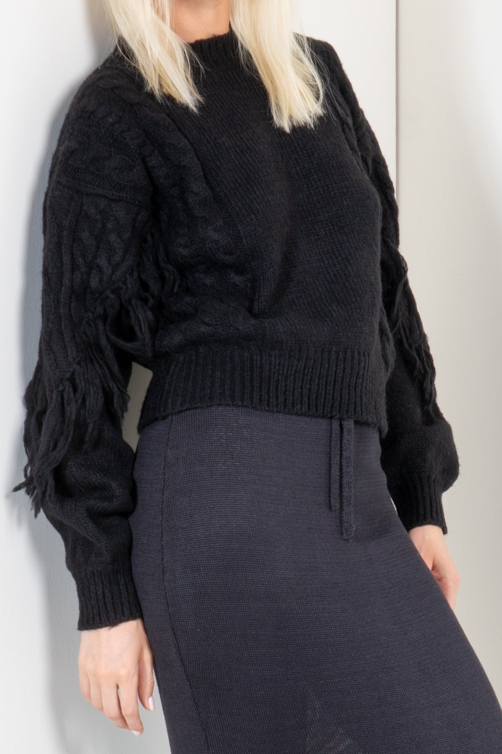 Cable Fringe Sweater
