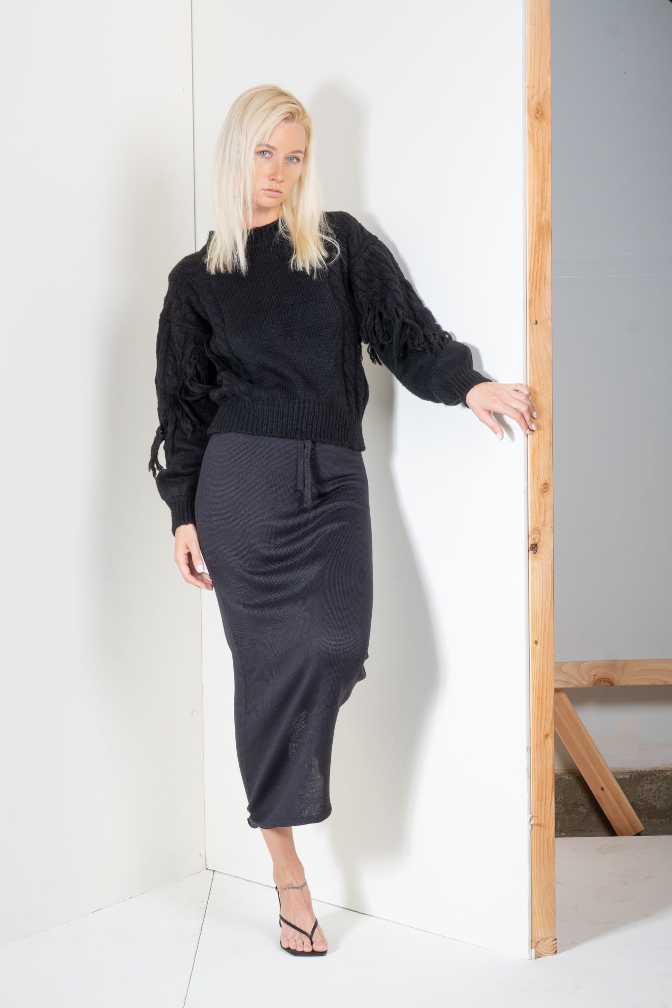 Cable Fringe Sweater